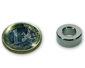 Ringmagnet Ø 15,0 x 8,0 x 6,0 mm Neodym N45 vernickelt - hält 5,8 kg