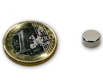 Scheibenmagnet Ø 8,0 x 4,0 mm Neodym N45 vernickelt - hält 2,2 kg