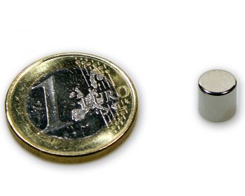 Scheibenmagnet Ø 7,0 x 7,0 mm Neodym N45 vernickelt - hält 1,9 kg