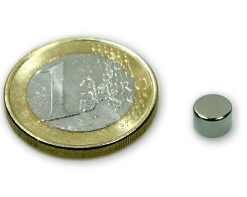 Scheibenmagnet Ø 6,0 x 4,0 mm Neodym N45 vernickelt - hält 1,1 kg
