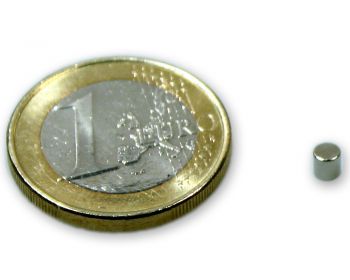 Scheibenmagnet Ø 3,0 x 3,0 mm Neodym N45 vernickelt - hält 500 g