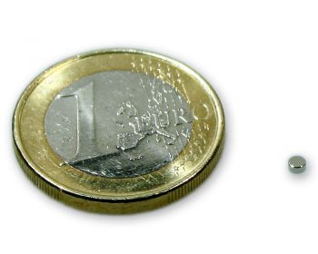 Scheibenmagnet Ø 2,0 x 1,0 mm Neodym N45 vernickelt - hält 120 g
