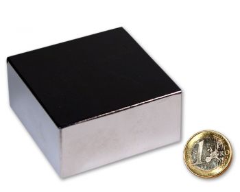 Quadermagnet 60,0 x 60,0 x 30,0 mm Neodym N52 vernickelt - hält 155 kg