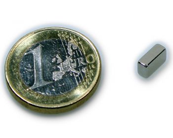 Quadermagnet 8,0 x 4,0 x 3,0 mm Neodym N45 vernickelt - hält 1,0 kg
