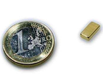 Quadermagnet 10,0 x 5,0 x 2,0 mm Neodym N45 vergoldet - hält 1,2 kg