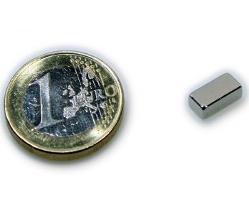 Quadermagnet 10,0 x 5,0 x 3,0 mm Neodym N45 vernickelt - hält 1,5 kg