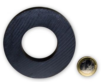 Ringmagnet Ø 80,0 x 40,0 x 15,0 mm Y35 Ferrit - hält 10,0 kg