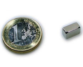 Quadermagnet 10,0 x 5,0 x 5,0 mm Neodym N45 vernickelt - hält 2,2 kg