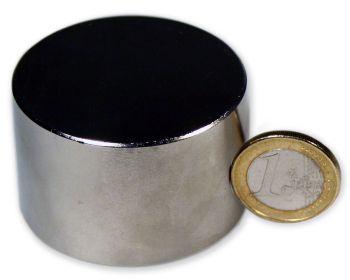 Scheibenmagnet Ø 50,0 x 40,0 mm Neodym N52 vernickelt - hält 200 kg