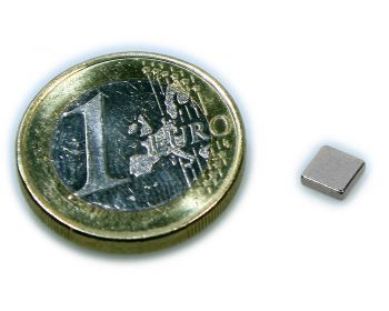 Quadermagnet 5,0 x 5,0 x 1,2 mm Neodym N50 vernickelt - hält 400 g