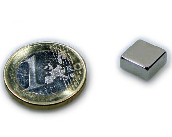 Quadermagnet 10,0 x 10,0 x 5,0 mm Neodym N45 vernickelt - hält 3,2 kg