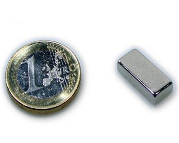 Quadermagnet 18,0 x 8,0 x 4,0 mm Neodym N45 vernickelt - hält 4,8 kg
