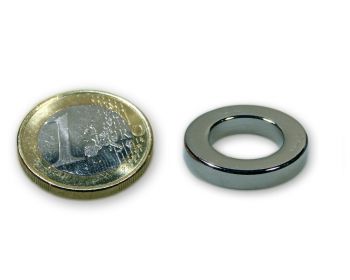 Ringmagnet Ø 20,0 x 10,0 x 6,0 mm Neodym N45 vernickelt - hält 8,5 kg