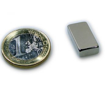 Quadermagnet 20,0 x 10,0 x 5,0 mm Neodym N45 vernickelt - hält 4,1 kg