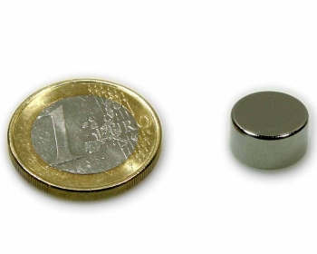 Scheibenmagnet Ø 12,0 x 6,0 mm Neodym N45 vernickelt - hält 4,6 kg