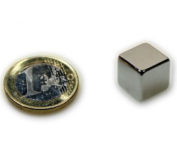 Würfelmagnet 12,0 x 12,0 x 12,0 mm Neodym N45 vernickelt - hält 10,5 kg