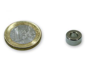 Ringmagnet Ø 10,0 x 5,0 x 5,0 mm Neodym N45 vernickelt - diametral