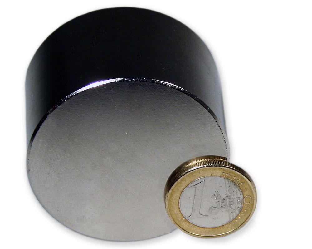 Zylindermagnet Magnetscheibe hält 21 kg Neodym Supermagnet Powermagnet Haftmagnet Scheibenmagnet Ø 50,0 x 4,0 mm N40 Gold 
