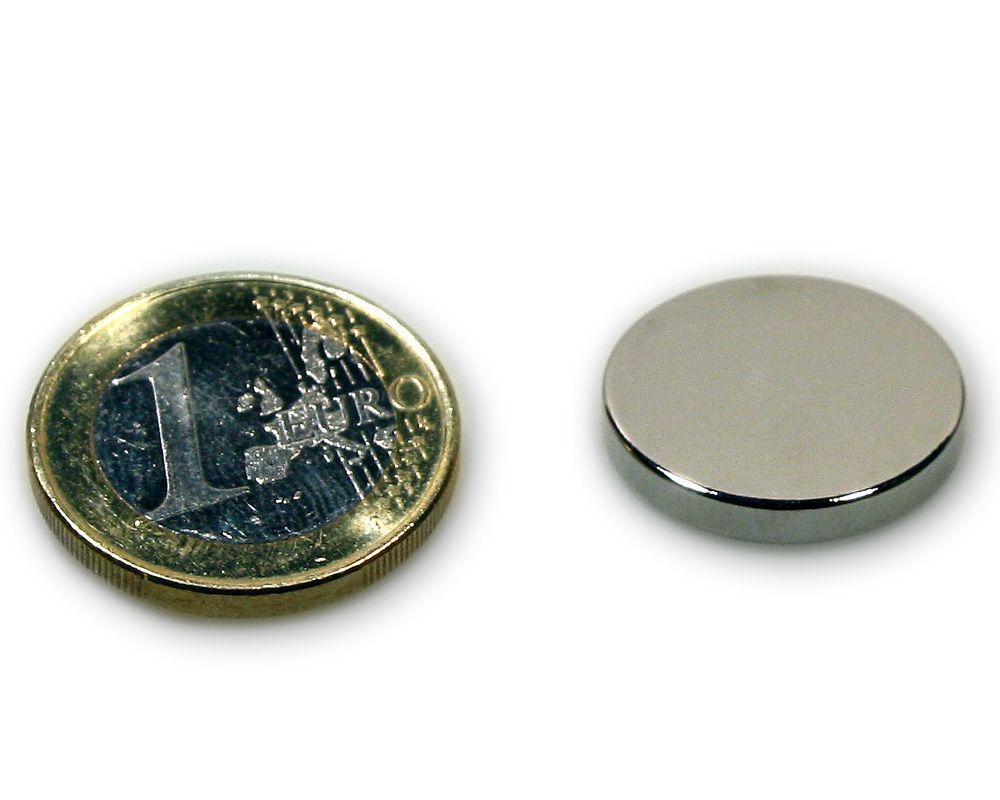 Scheibenmagnet Ø 20,0 x 3,0 mm Neodym N45 vernickelt - hält 4,1 kg