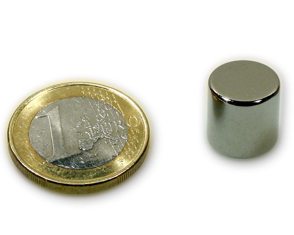 Scheibenmagnet Ø 12,0 x 12,0 mm Neodym N45 vernickelt - hält 10,0kg