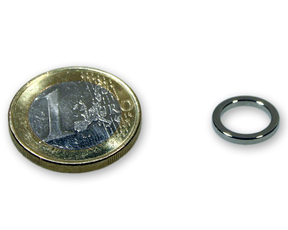 Ringmagnet Ø 12,0 x 9,0 x 1,5 mm Neodym N45 vernickelt - hält 1,5 kg