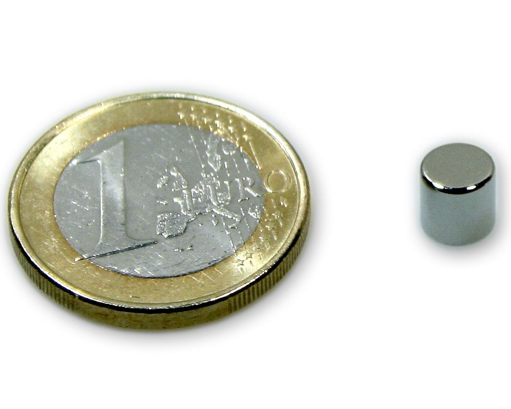 Scheibenmagnet Ø 6,0 x 6,0 mm Neodym N45 vernickelt - hält 1,5 kg