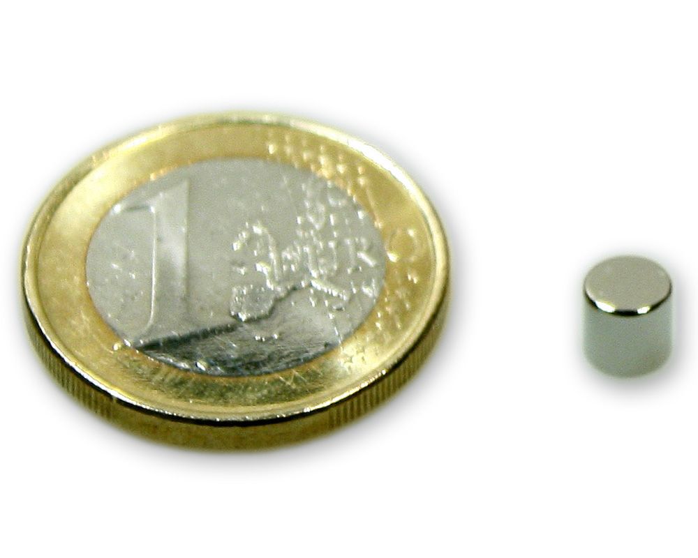 Scheibenmagnet Ø 5,0 x 5,0 mm Neodym N45 vernickelt - hält 1,1 kg