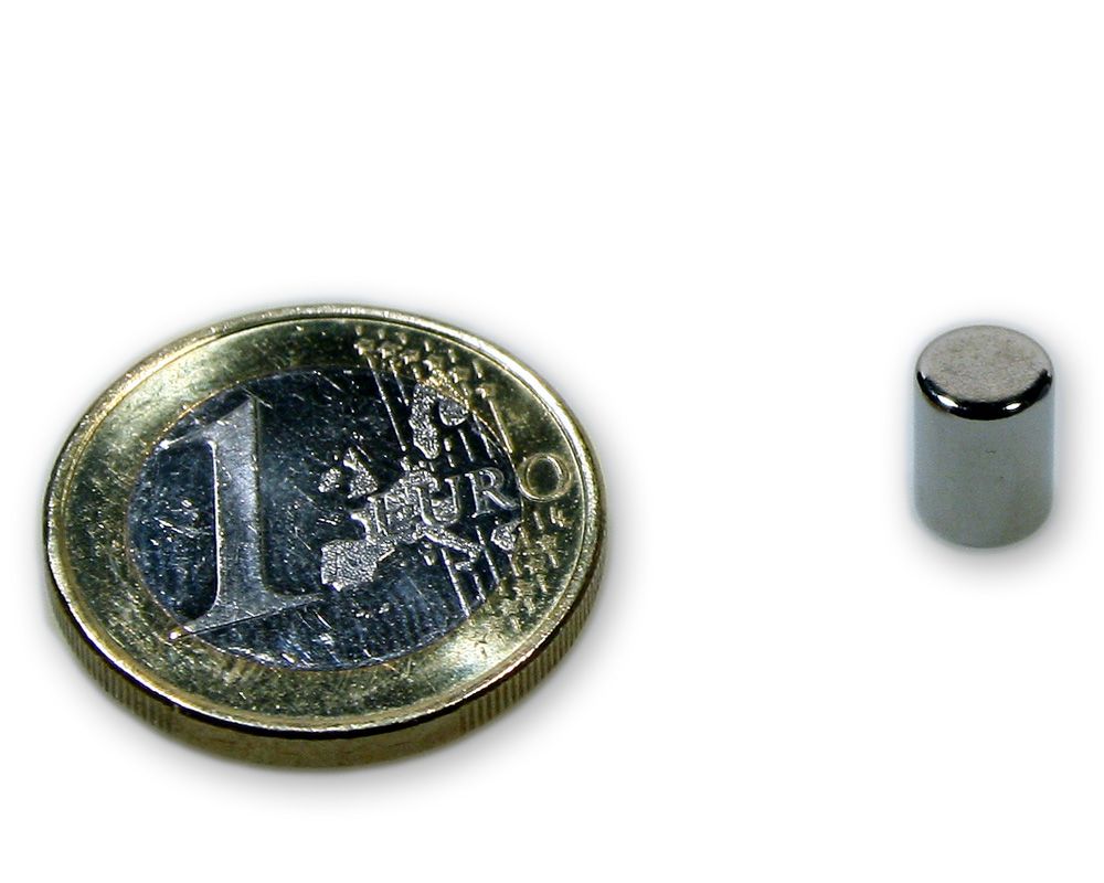 Stabmagnet Ø 6,0 x 8,0 mm Neodym N45 vernickelt - hält 1 kg