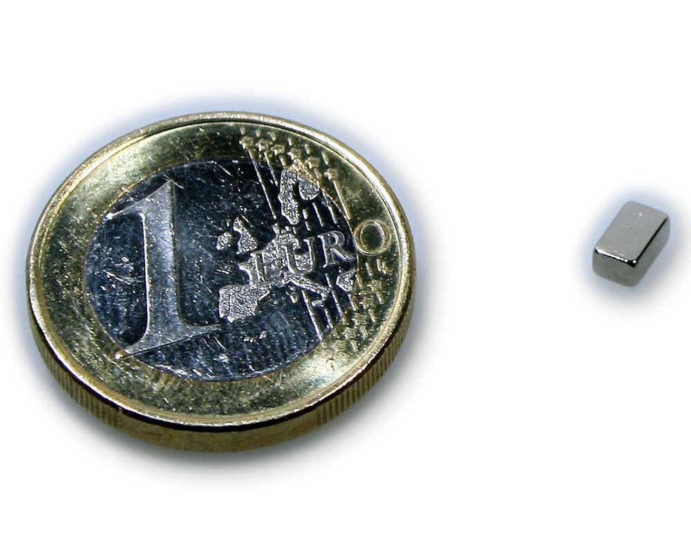 Quadermagnet 5,0 x 3,0 x 2,0 mm Neodym N45 vernickelt - hält 550 g