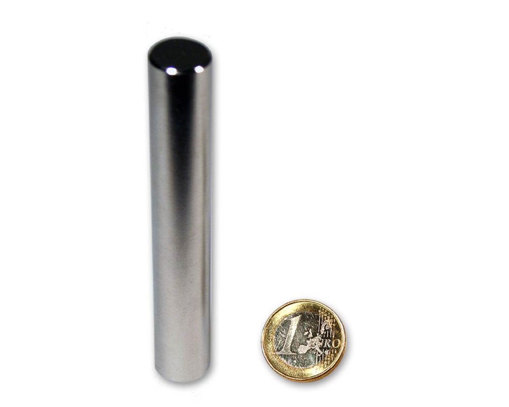 Stabmagnet Ø 15,0 x 100,0 mm DIAMETRAL Neodym N45 vernickelt - hält 19,0 kg