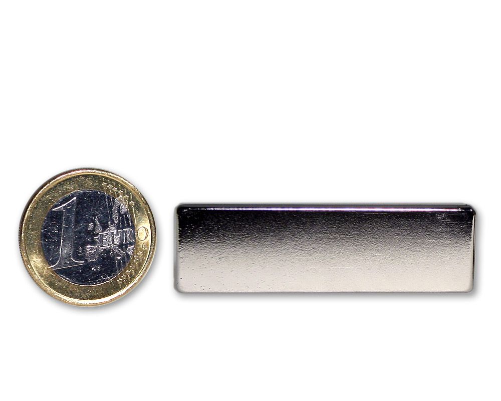 Quadermagnet 50,0 x 15,0 x 3,0 mm Neodym N45 vernickelt - hält 7,0 kg