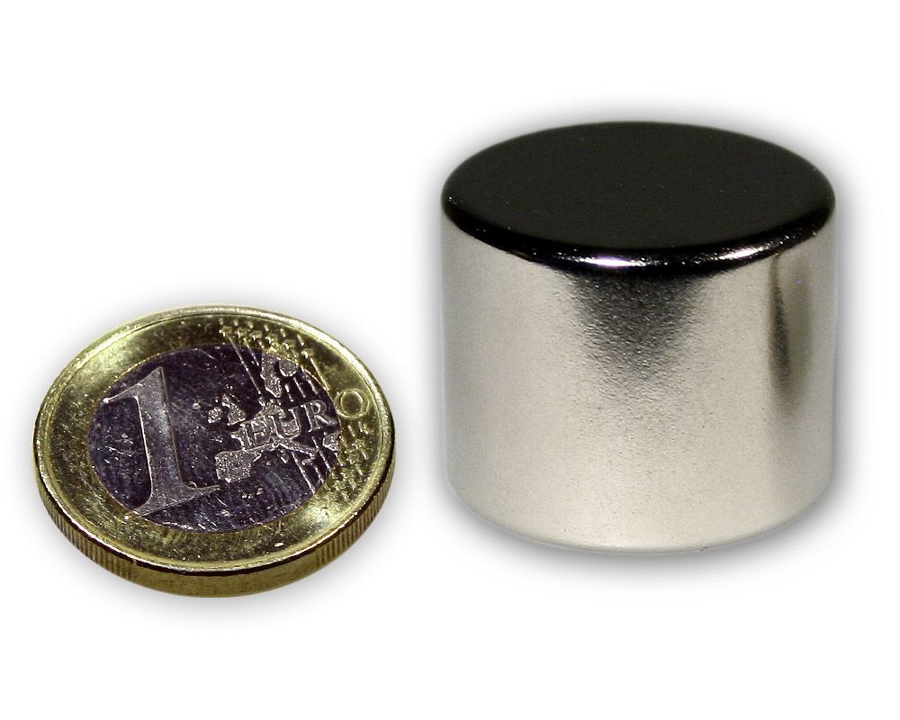 Scheibenmagnet Ø 24,5 x 20,0 mm Neodym N45 vernickelt - hält 26,0 kg