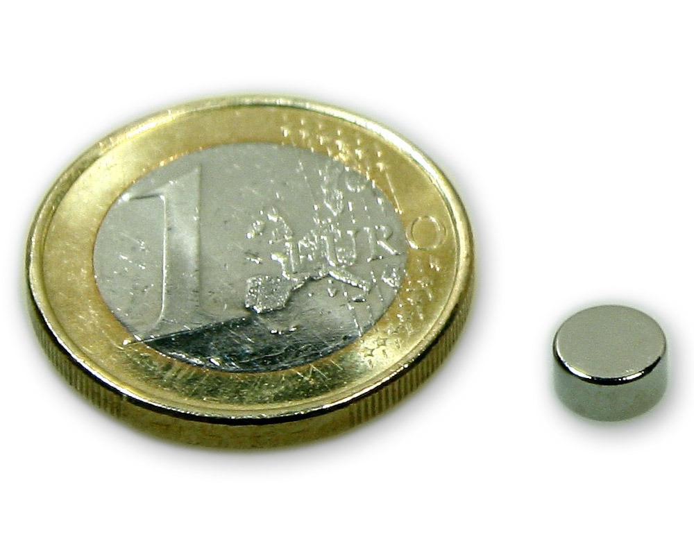 Scheibenmagnet Ø 6,0 x 2,5 mm Neodym N35H vernickelt - DIAMETRAL