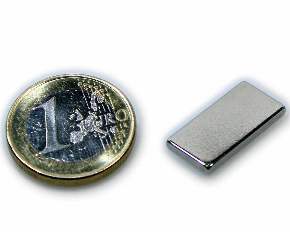 Quadermagnet 20,0 x 10,0 x 3,0 mm Neodym N45 vernickelt - hält 2,8 kg