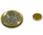 Scheibenmagnet Ø 10,0 x 2,0 mm Neodym N45 vergoldet - hält 1,4 kg