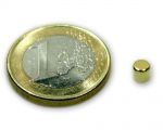 Scheibenmagnet Ø 4,0 x 4,0 mm Neodym N45 vergoldet - hält 700 g