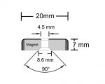Neodym Flachgreifer mit Senkung Ø 20 x 7,0 mm hält 8,2 kg