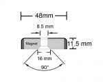 Neodym Flachgreifer mit Senkung Ø 48 x 11,5 mm hält 88,0 kg
