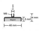 Neodym Flachgreifer mit Buchse Ø 48,0 mm M8 hält 81 kg