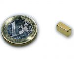 Quadermagnet 10,0 x 5,0 x 4,0 mm Neodym N45 vergoldet - hält 2,0 kg