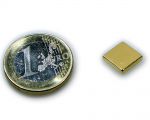 Quadermagnet 10,0 x 10,0 x 2,0 mm Neodym N45 vergoldet - hält 1,2 kg
