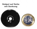 Scheibenmagnet Ø 35,0 mm x 4,0 mm Neodym N35 vernickelt - 4,5 mm Senkl. Süd
