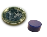 Neodym Magnet Ø 12,7 x 6,3 mm mit Kunststoffmantel - hält 2 kg - blau