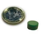 Neodym Magnet Ø 12,7 x 6,3 mm mit Kunststoffmantel - hält 2 kg - grün