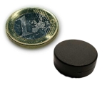 Neodym Magnet Ø 16,0 x 6,0 mm mit Kunststoffmantel - hält 2,6 kg - schwarz