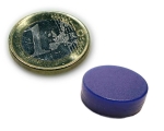Neodym Magnet Ø 16,0 x 6,0 mm mit Kunststoffmantel - hält 2,6 kg - blau