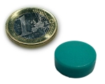 Neodym Magnet Ø 16,0 x 6,0 mm mit Kunststoffmantel - hält 2,6 kg - grün