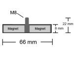 Neodym-Magnetsystem Ø 66 mm gummiert mit Gewindezapfen M8 hält 25,0 kg