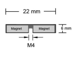 Neodym-Magnetsystem Ø 22 mm gummiert mit Innengewinde M4 hält 4,9 kg