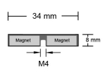 Neodym-Magnetsystem Ø 34 mm gummiert mit Innengewinde M4 hält 9,0 kg